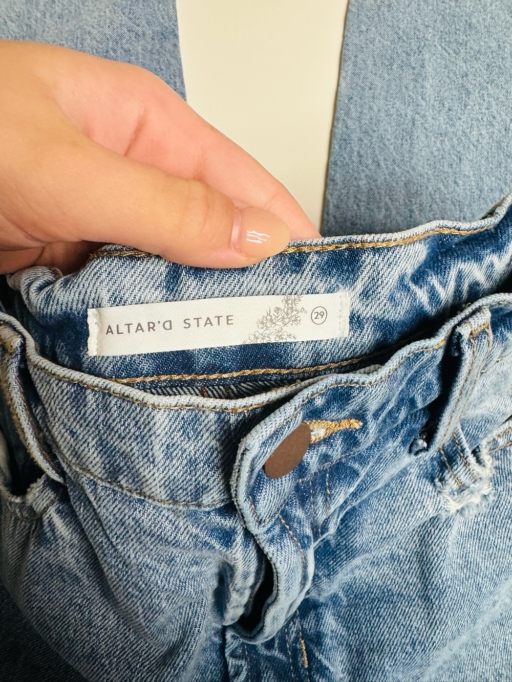 Altar’d State Light Wash Distressed High-Rise Jeans - Picture 5 of 5